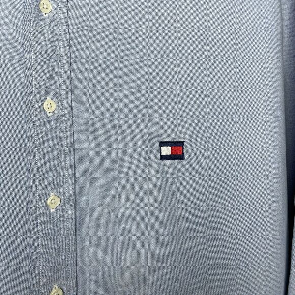 Vintage Tommy Hilfiger Chambray Full Button Down Denim Shirt Men's Size Medium M - Picture 3 of 11